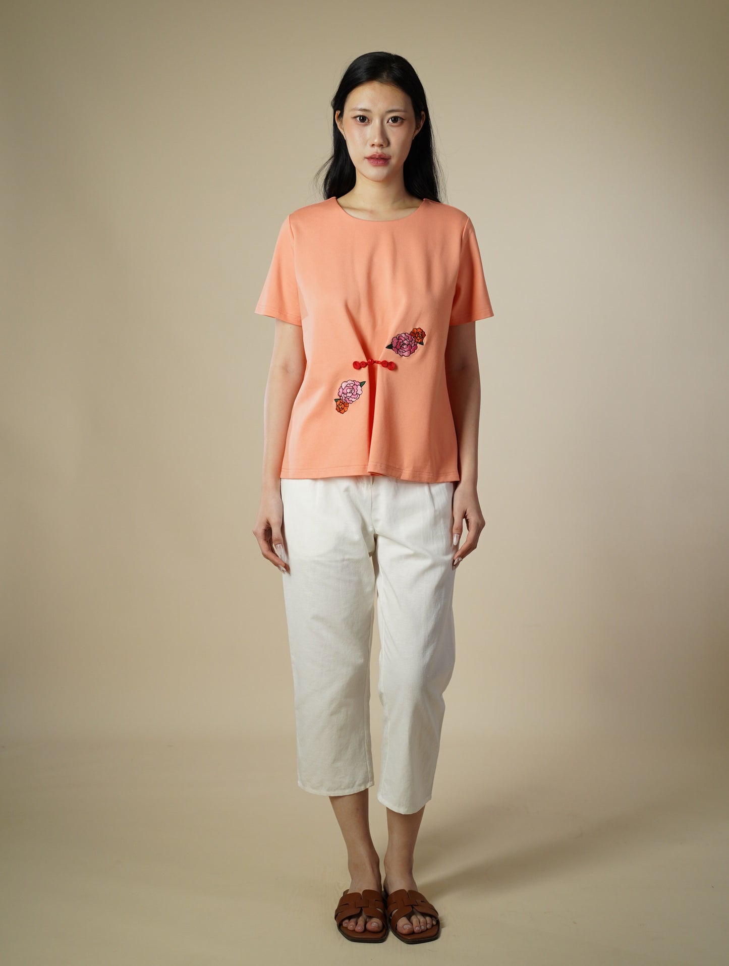 Round Neck With Embroidery Top