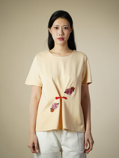 Round Neck With Embroidery Top