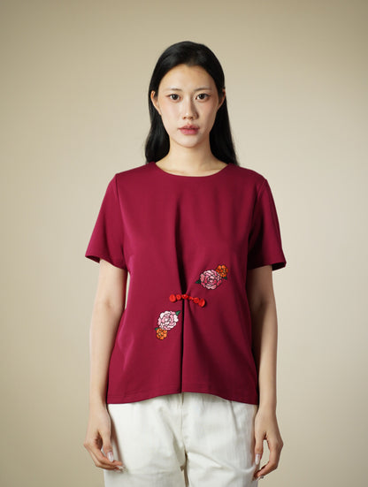 Round Neck With Embroidery Top
