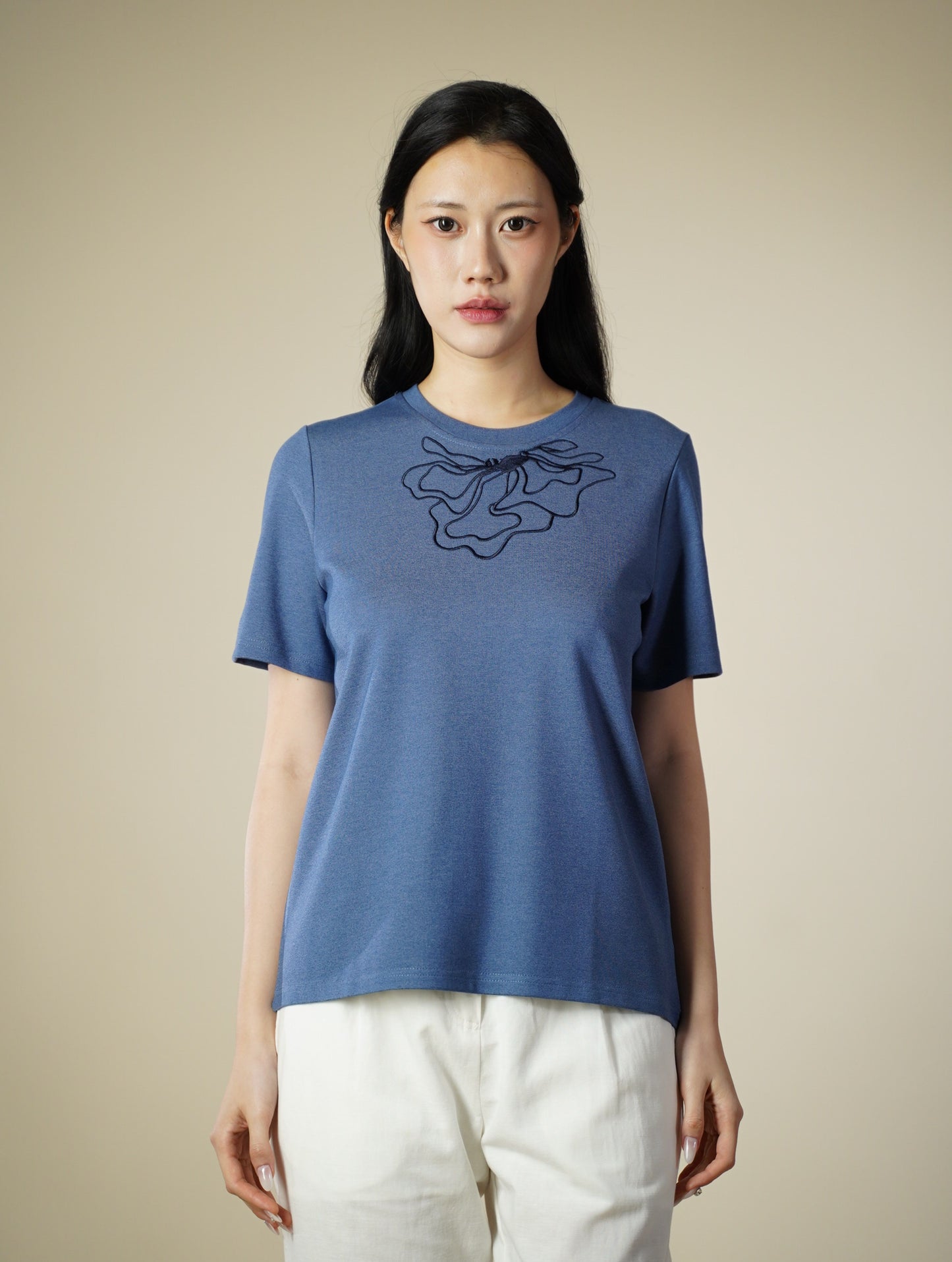 Embroidered Short Sleeve Top