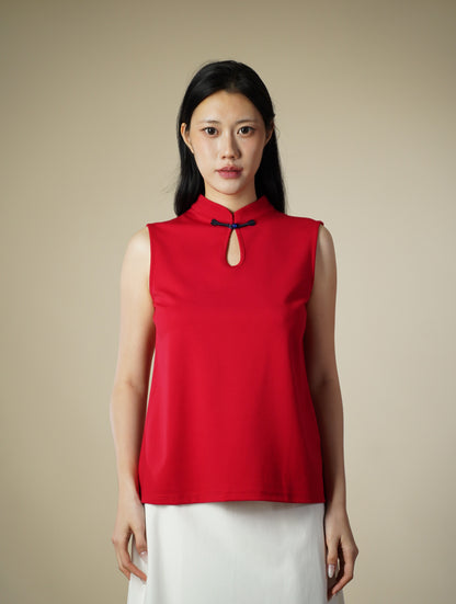 Mandarin Collar Sleeveless Top