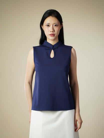 Mandarin Collar Sleeveless Top