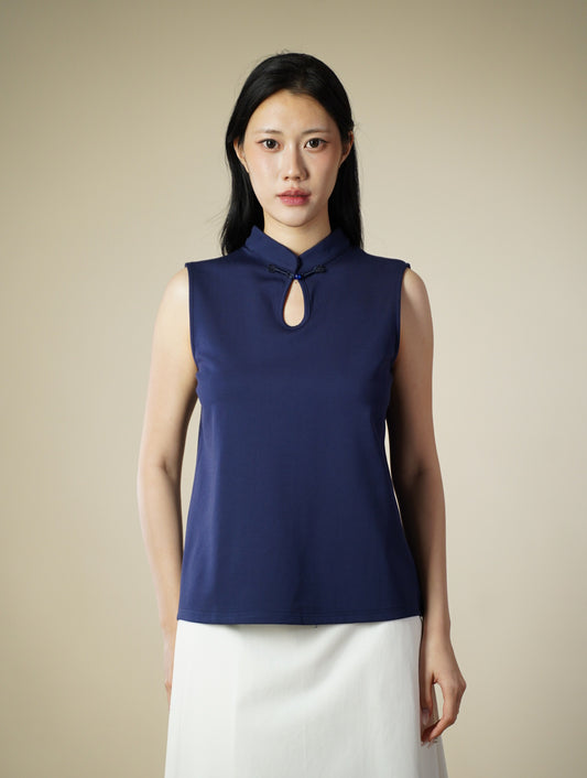 Mandarin Collar Sleeveless Top