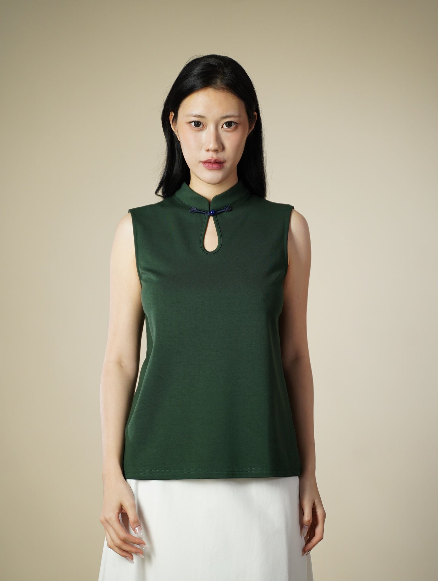 Mandarin Collar Sleeveless Top