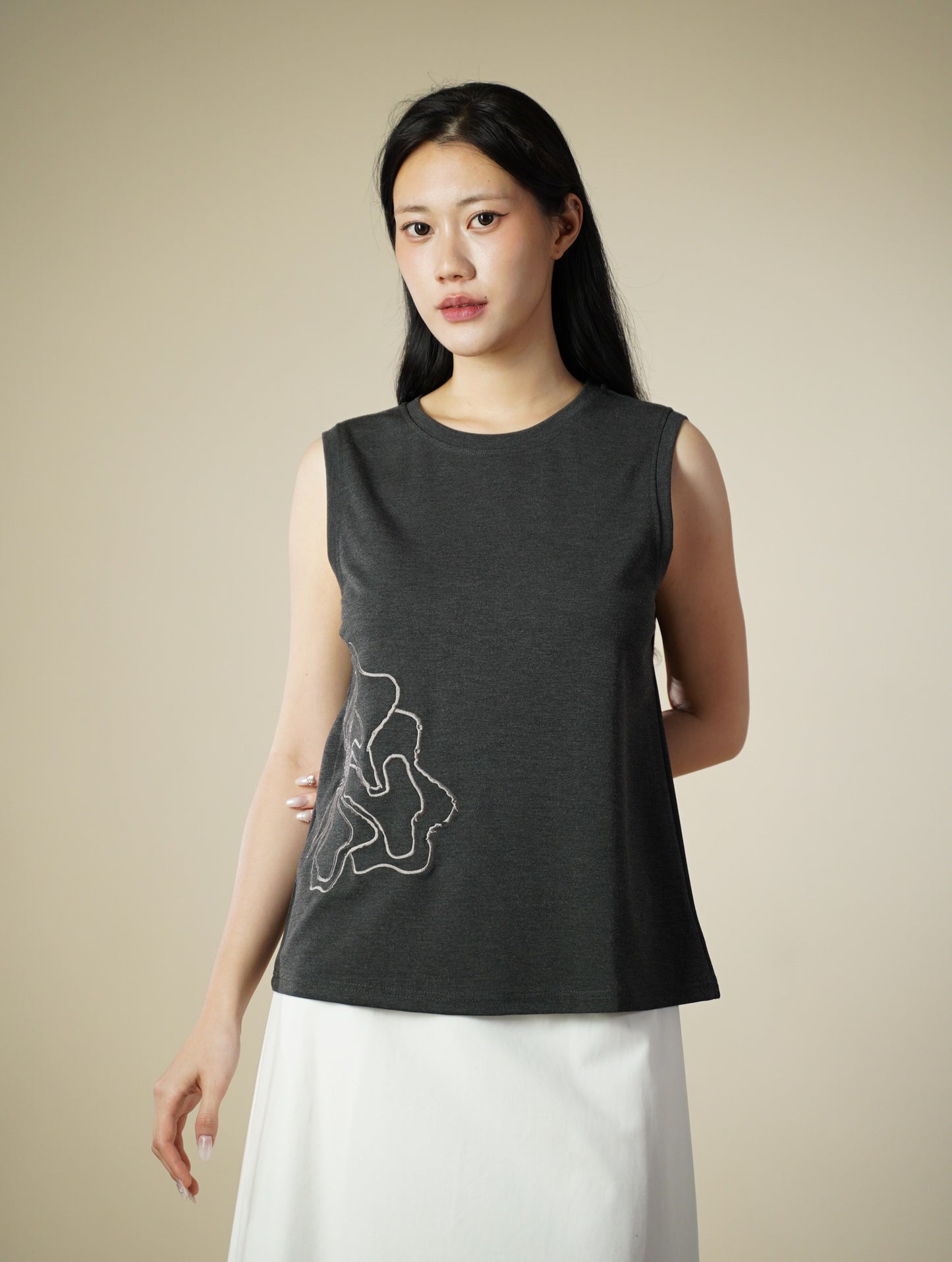 Embroidered Sleeveless Top