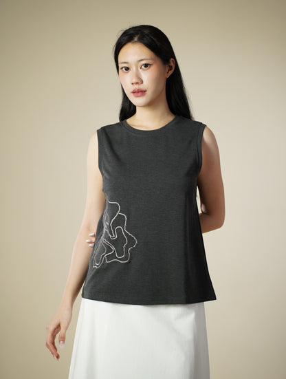 Embroidered Sleeveless Top