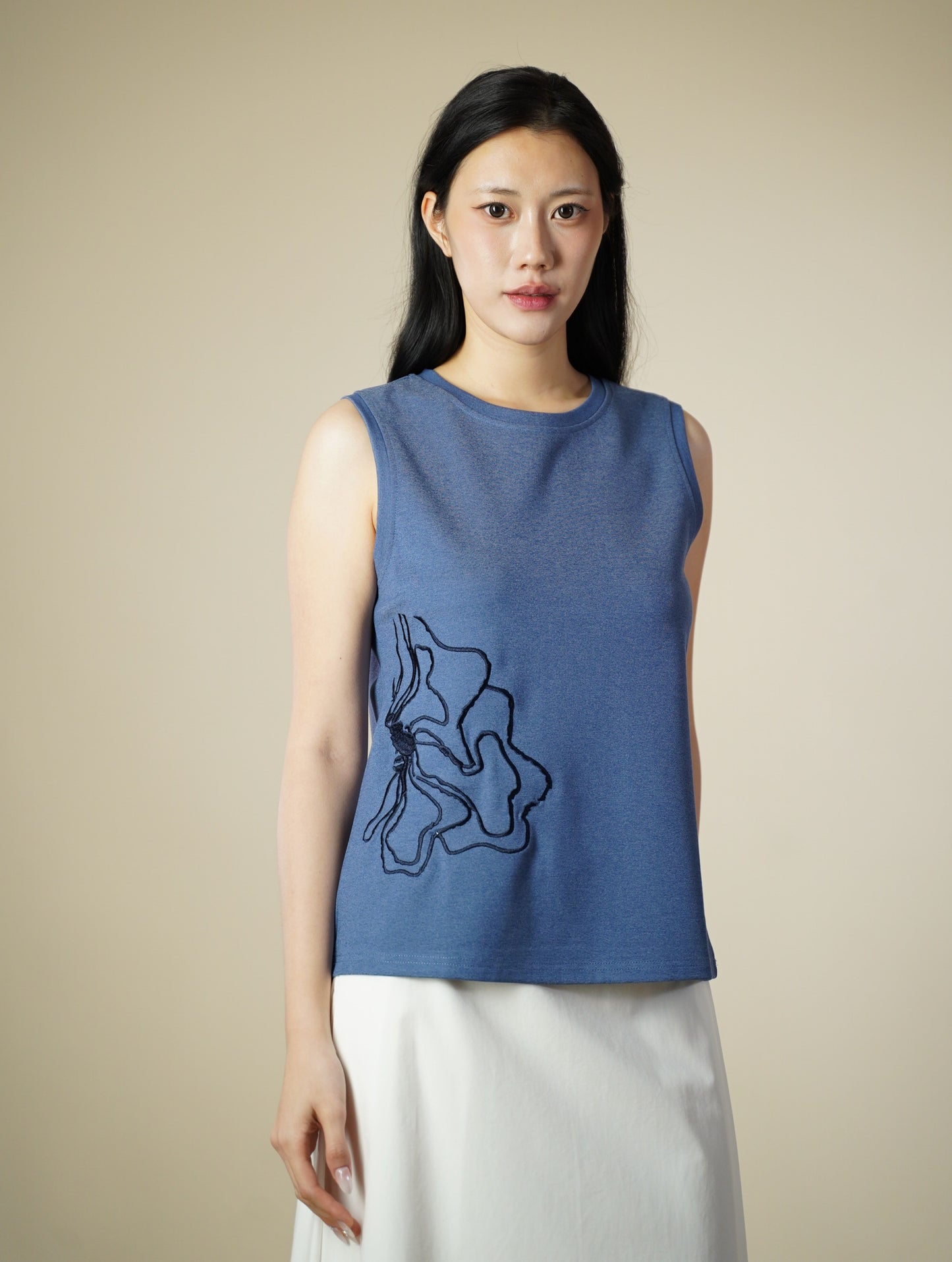 Embroidered Sleeveless Top