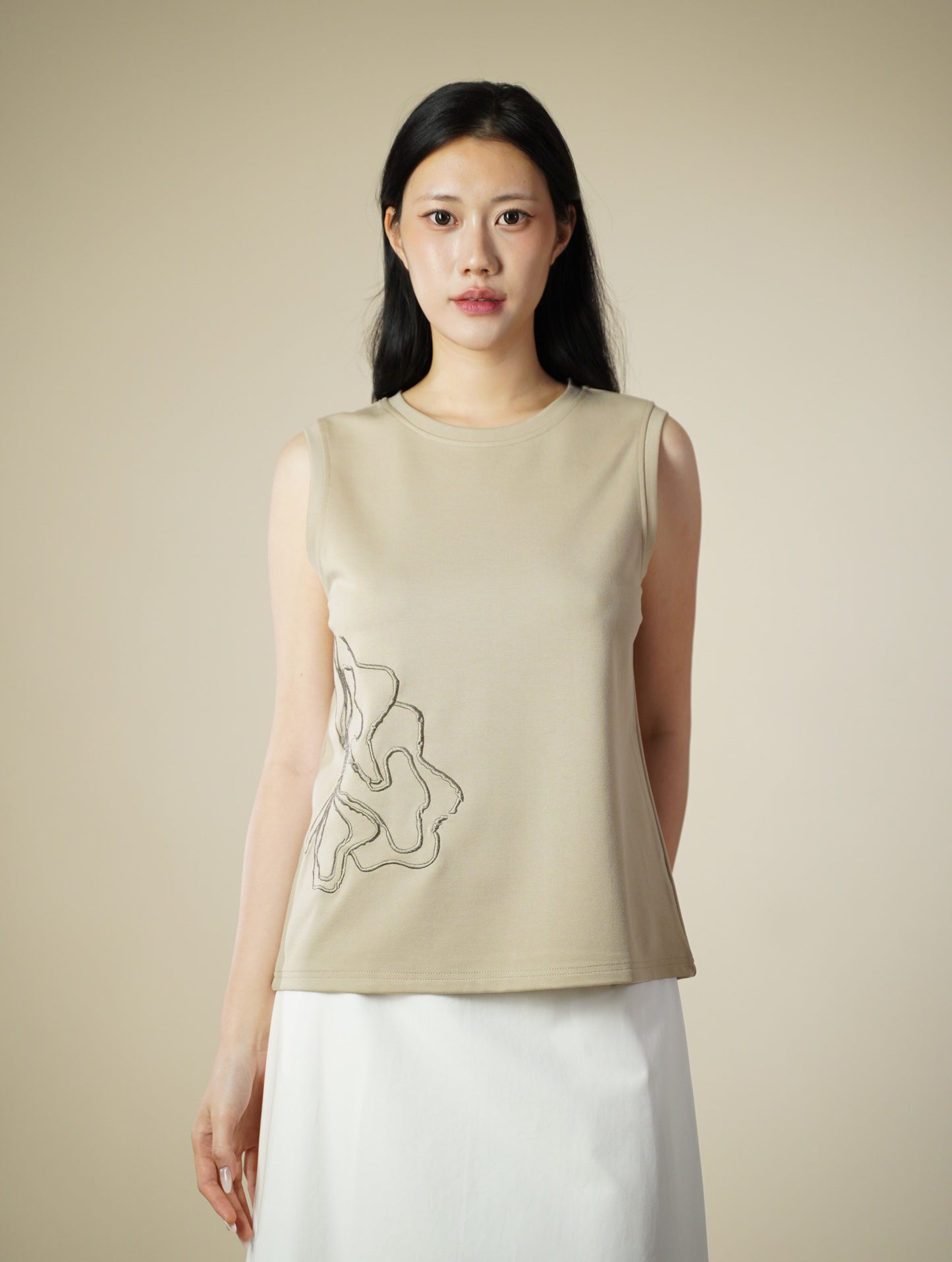 Embroidered Sleeveless Top