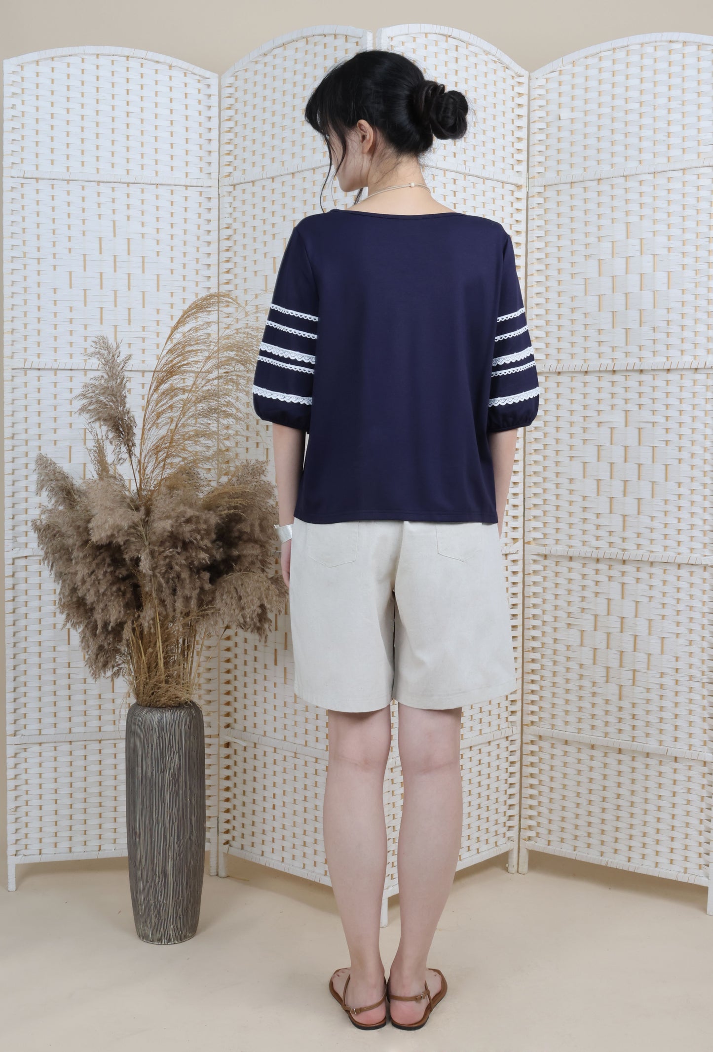 Lantern Sleeve Blouse With Trimmings