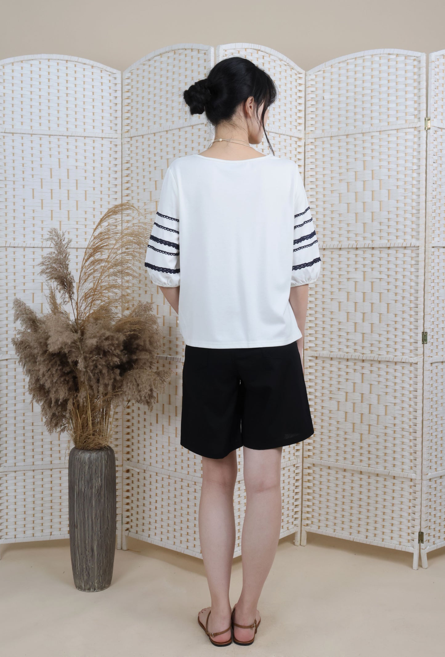 Lantern Sleeve Blouse With Trimmings