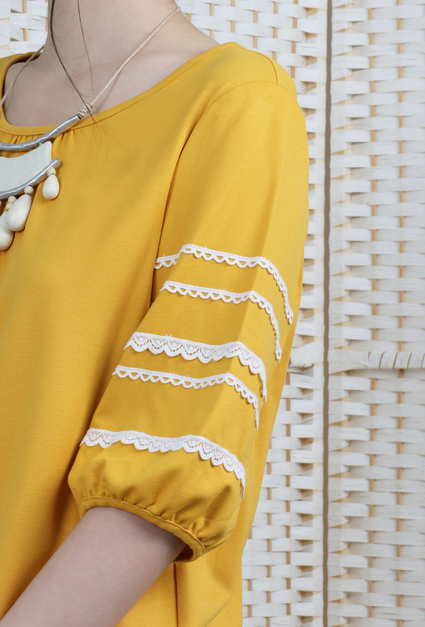 Lantern Sleeve Blouse With Trimmings