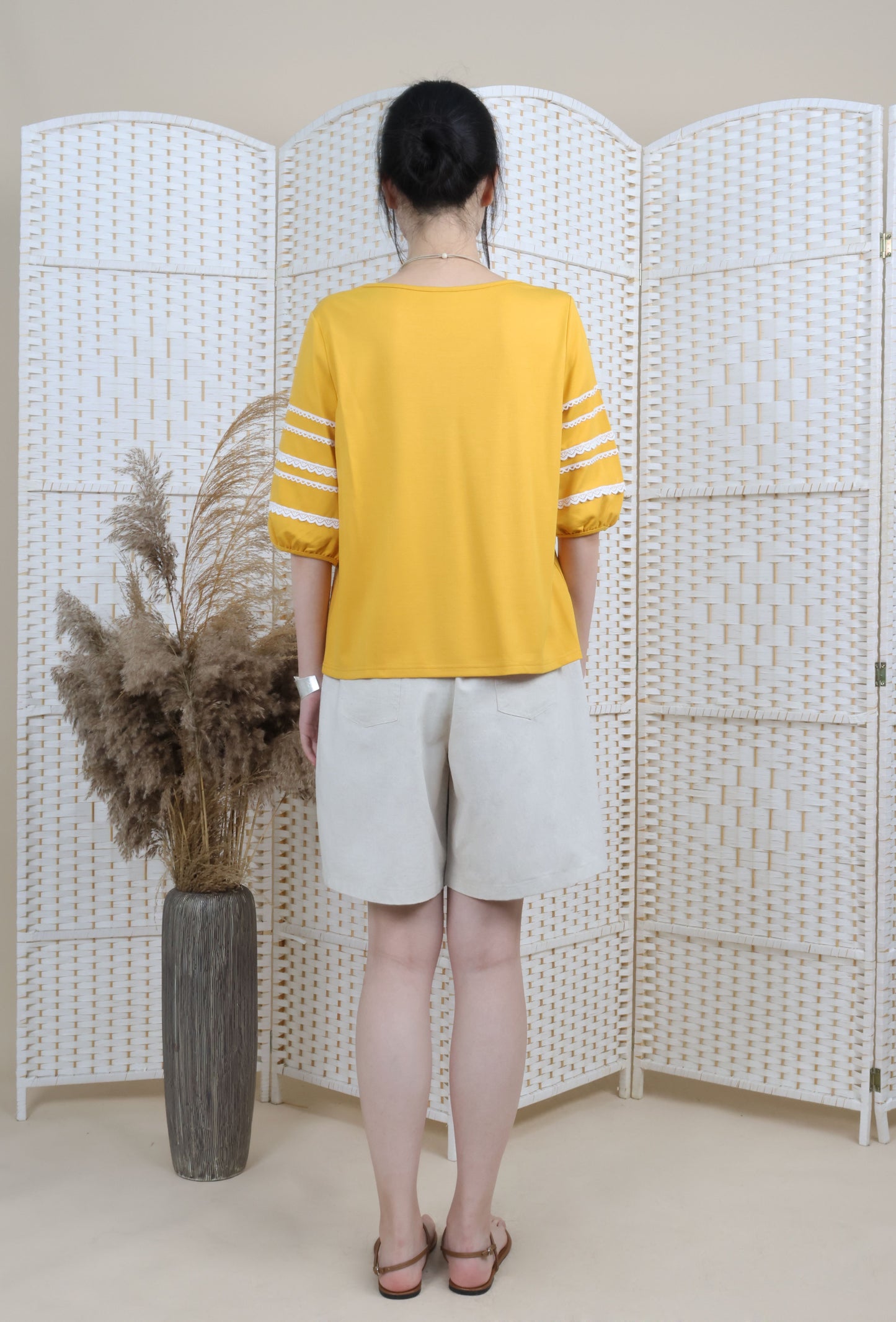 Lantern Sleeve Blouse With Trimmings