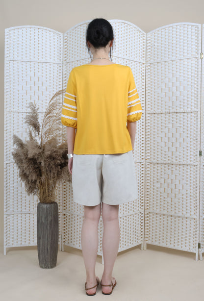 Lantern Sleeve Blouse With Trimmings