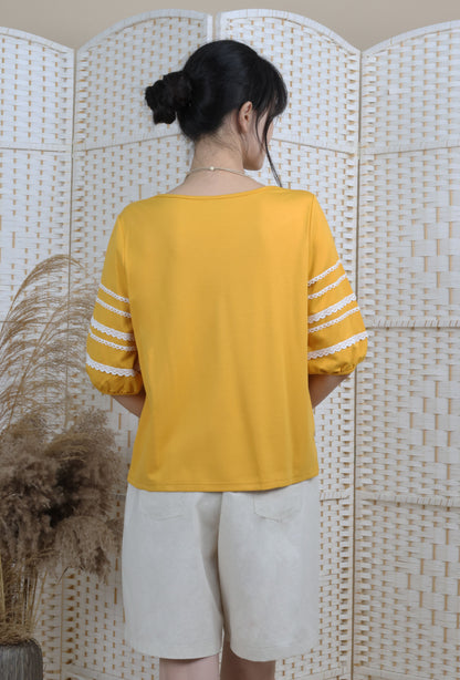 Lantern Sleeve Blouse With Trimmings