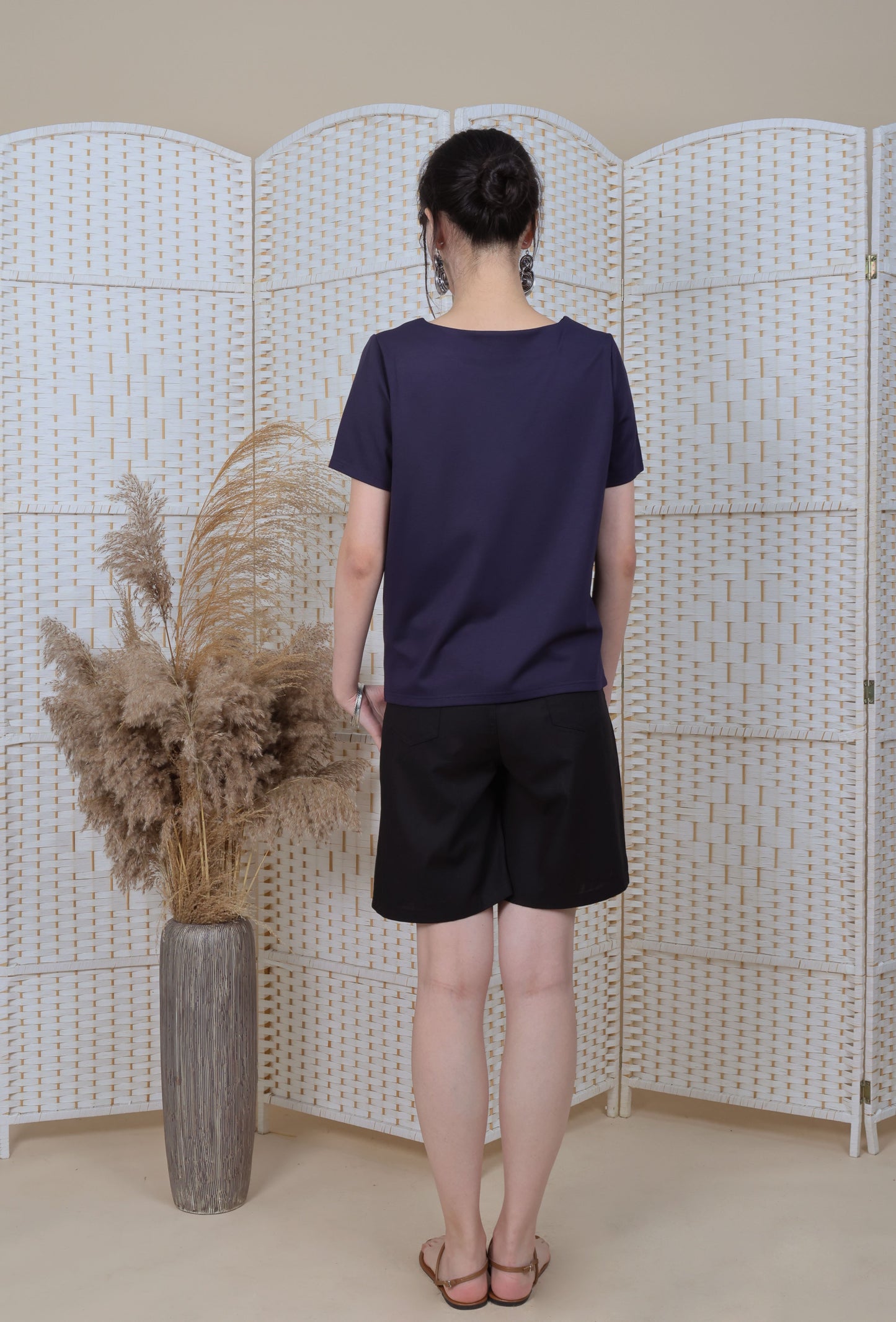 Round Neck Blouse With Iron On Crystal