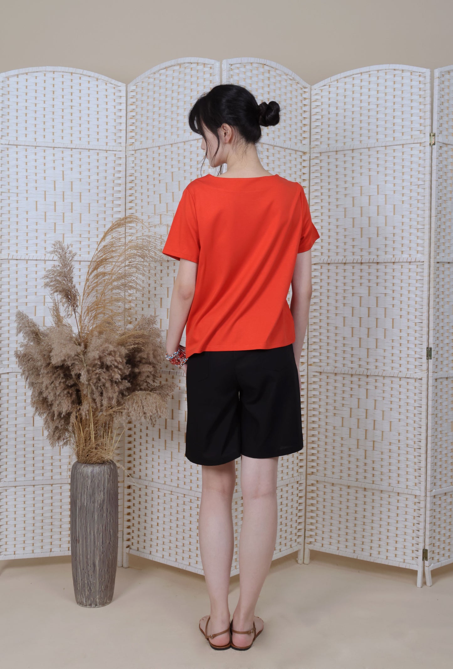 3/4 Sleeves Blouse With Iron On Crystal