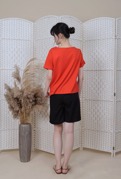 3/4 Sleeves Blouse With Iron On Crystal