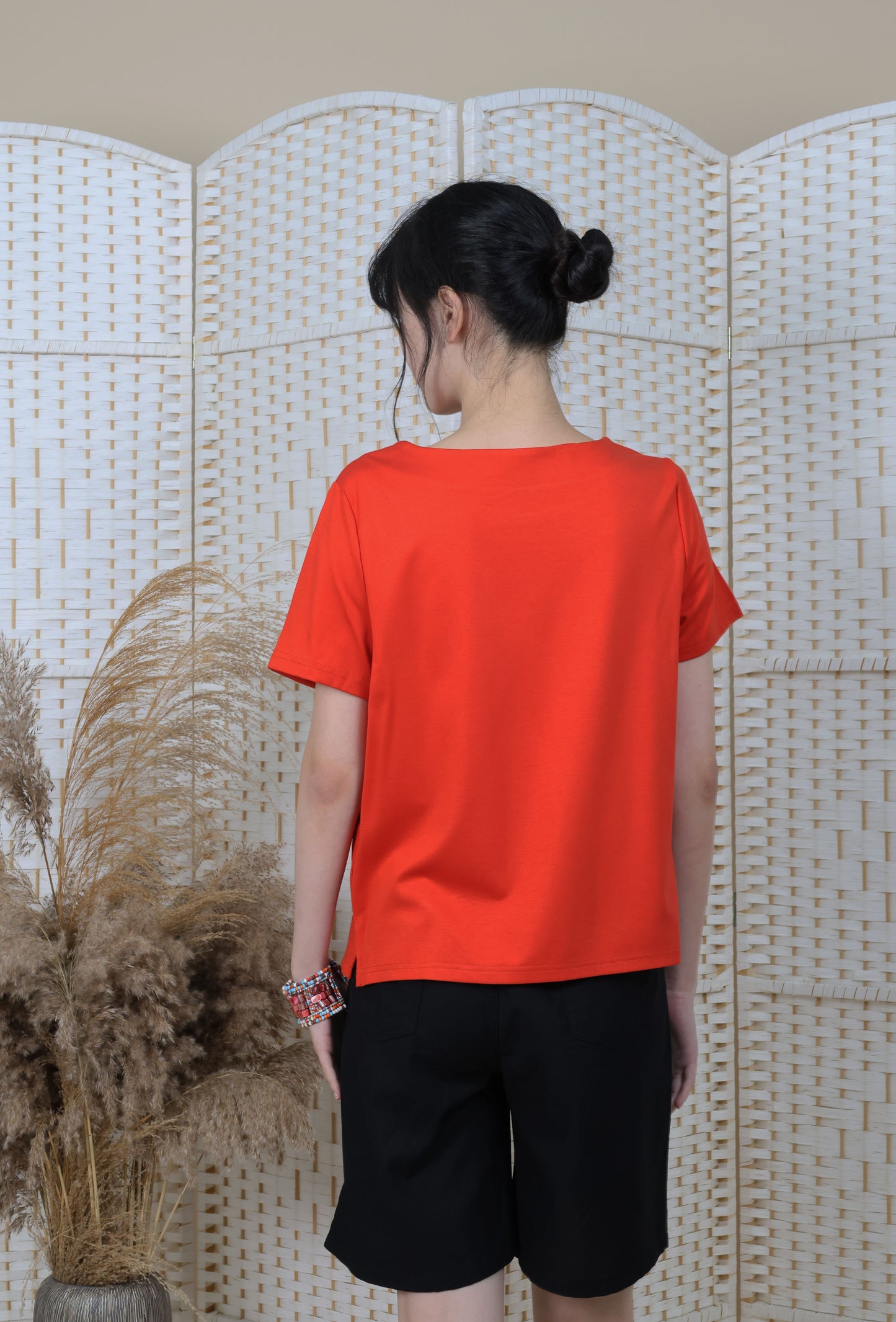 3/4 Sleeves Blouse With Iron On Crystal