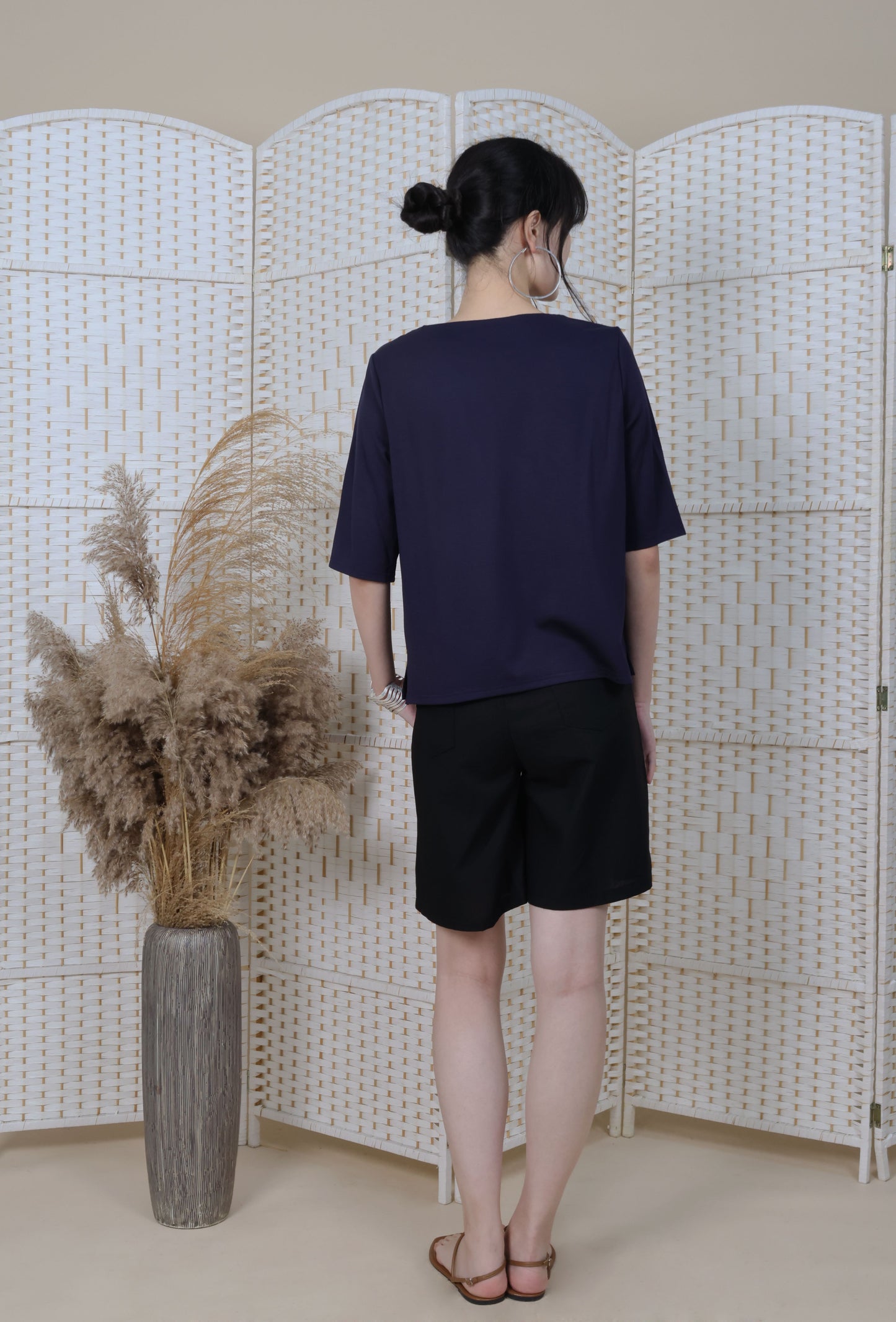 3/4 Sleeves Blouse With Iron On Crystal