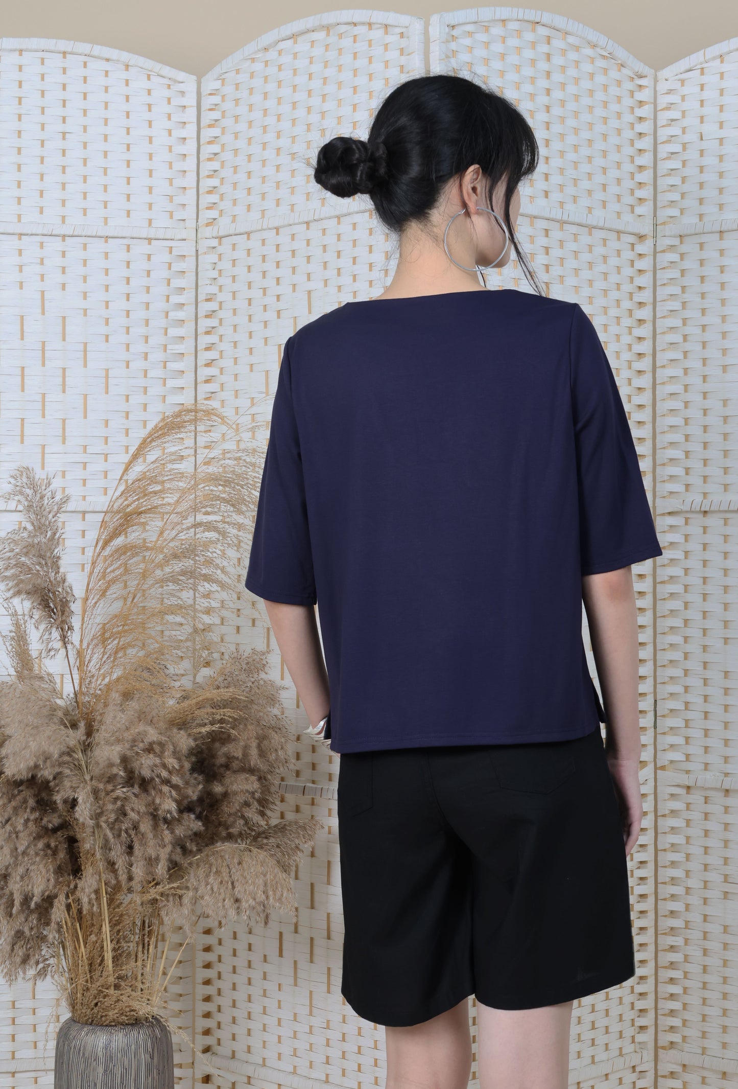 3/4 Sleeves Blouse With Iron On Crystal