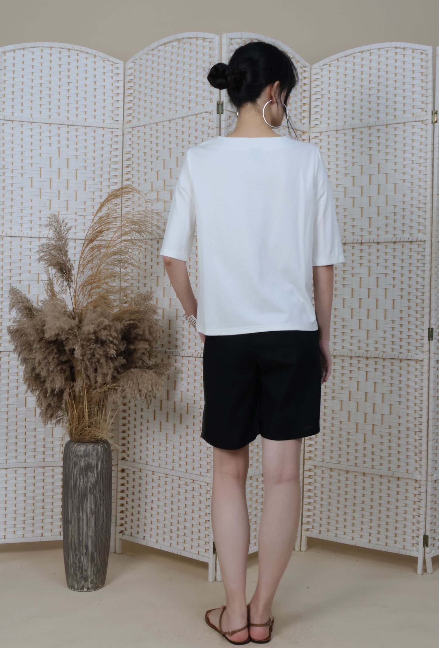 3/4 Sleeves Blouse With Iron On Crystal