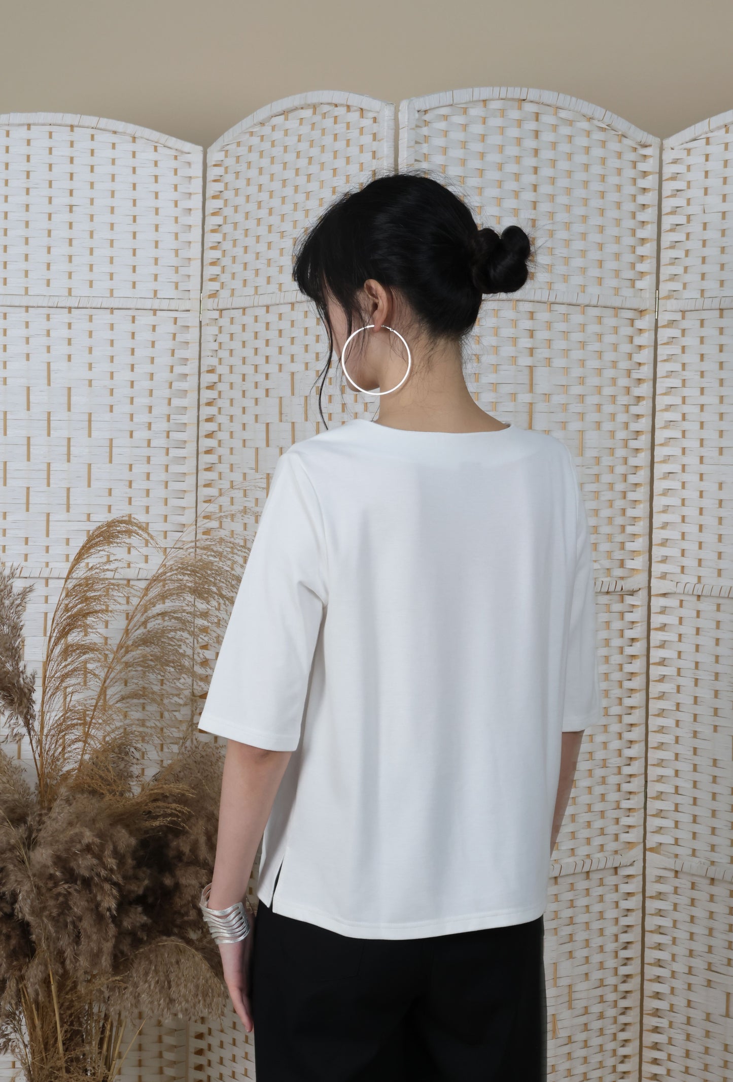 3/4 Sleeves Blouse With Iron On Crystal