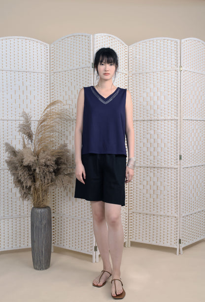 V Neck Blouse With Iron On Crystal