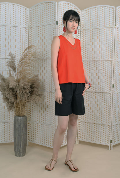 V Neck Blouse With Iron On Crystal