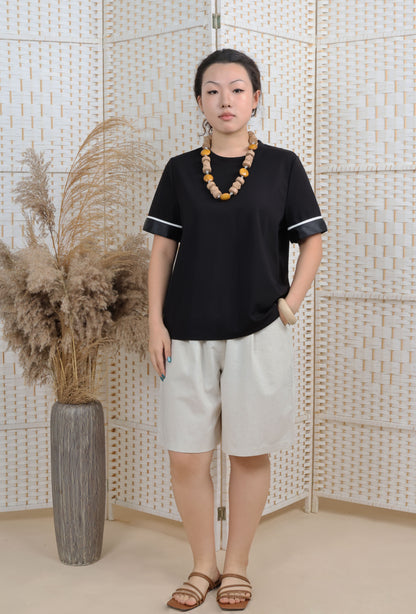 Short Sleeves Blouse With Ribbon Trims