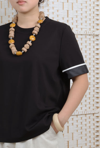 Short Sleeves Blouse With Ribbon Trims