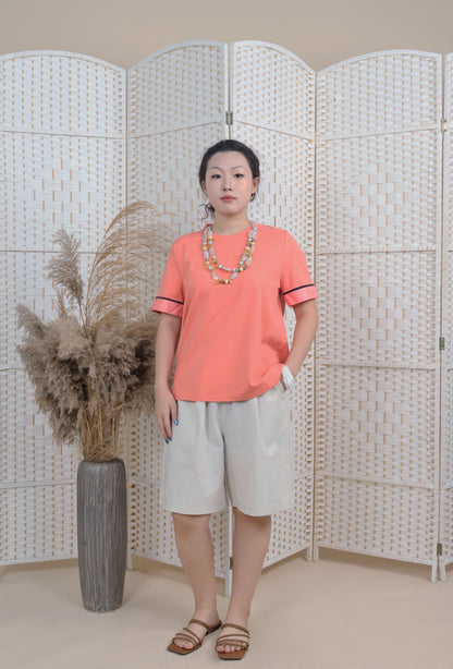 Short Sleeves Blouse With Ribbon Trims