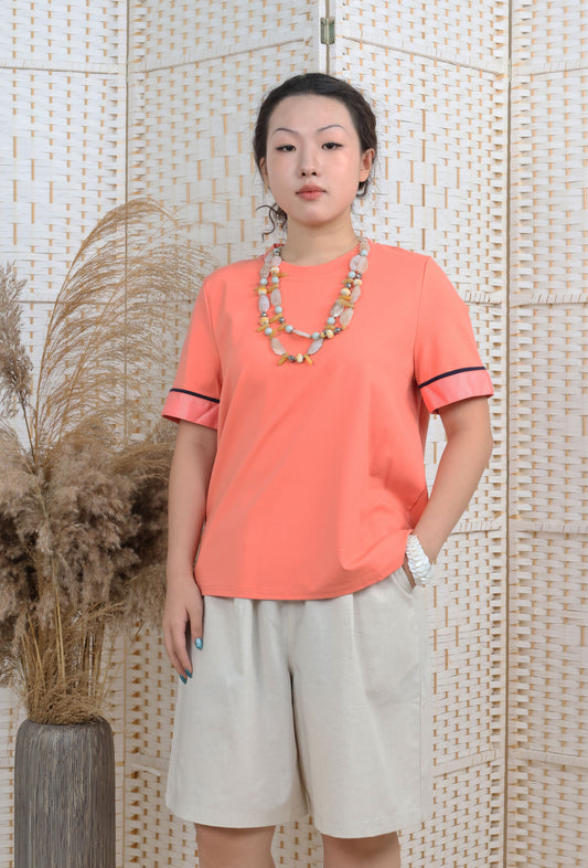 Short Sleeves Blouse With Ribbon Trims