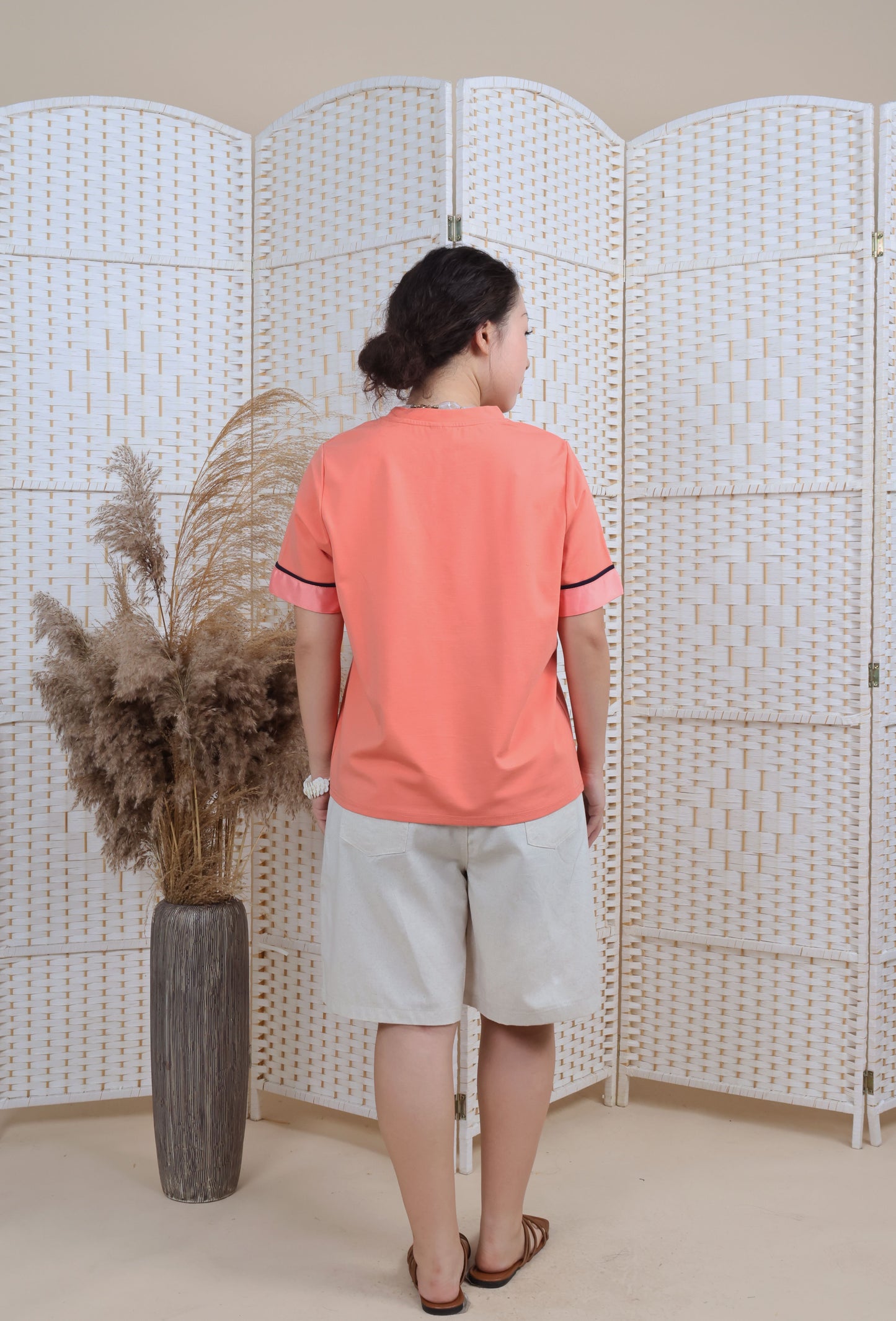 Short Sleeves Blouse With Ribbon Trims