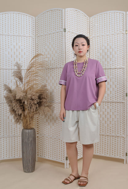 Short Sleeves Blouse With Ribbon Trims