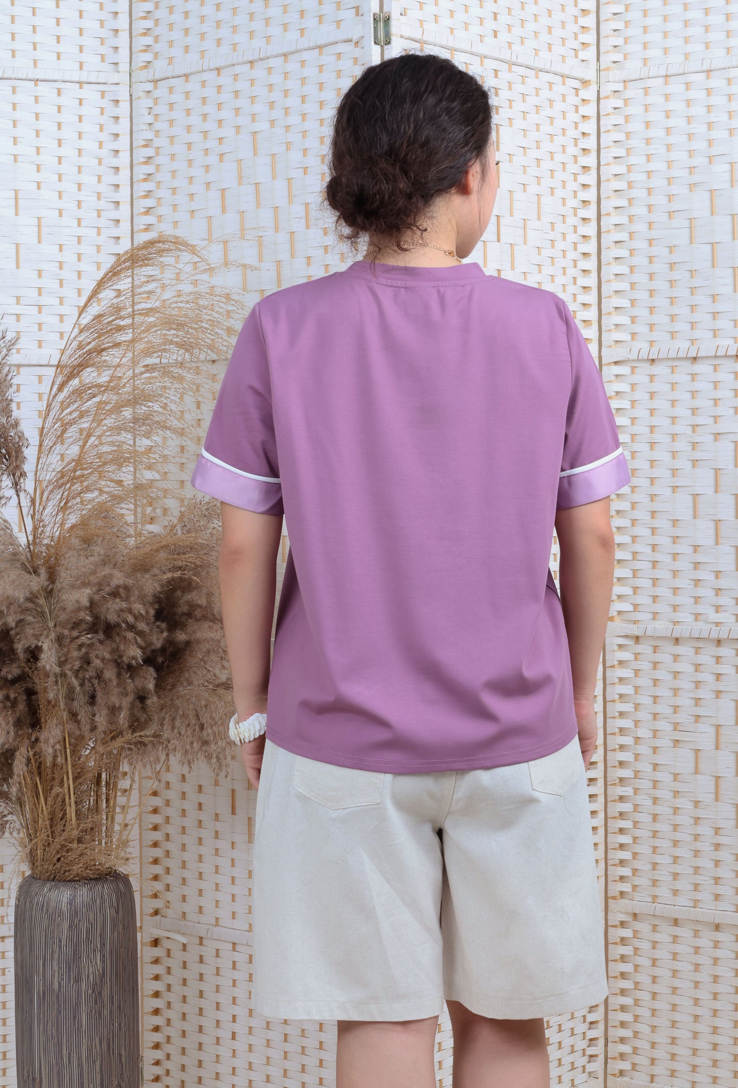 Short Sleeves Blouse With Ribbon Trims