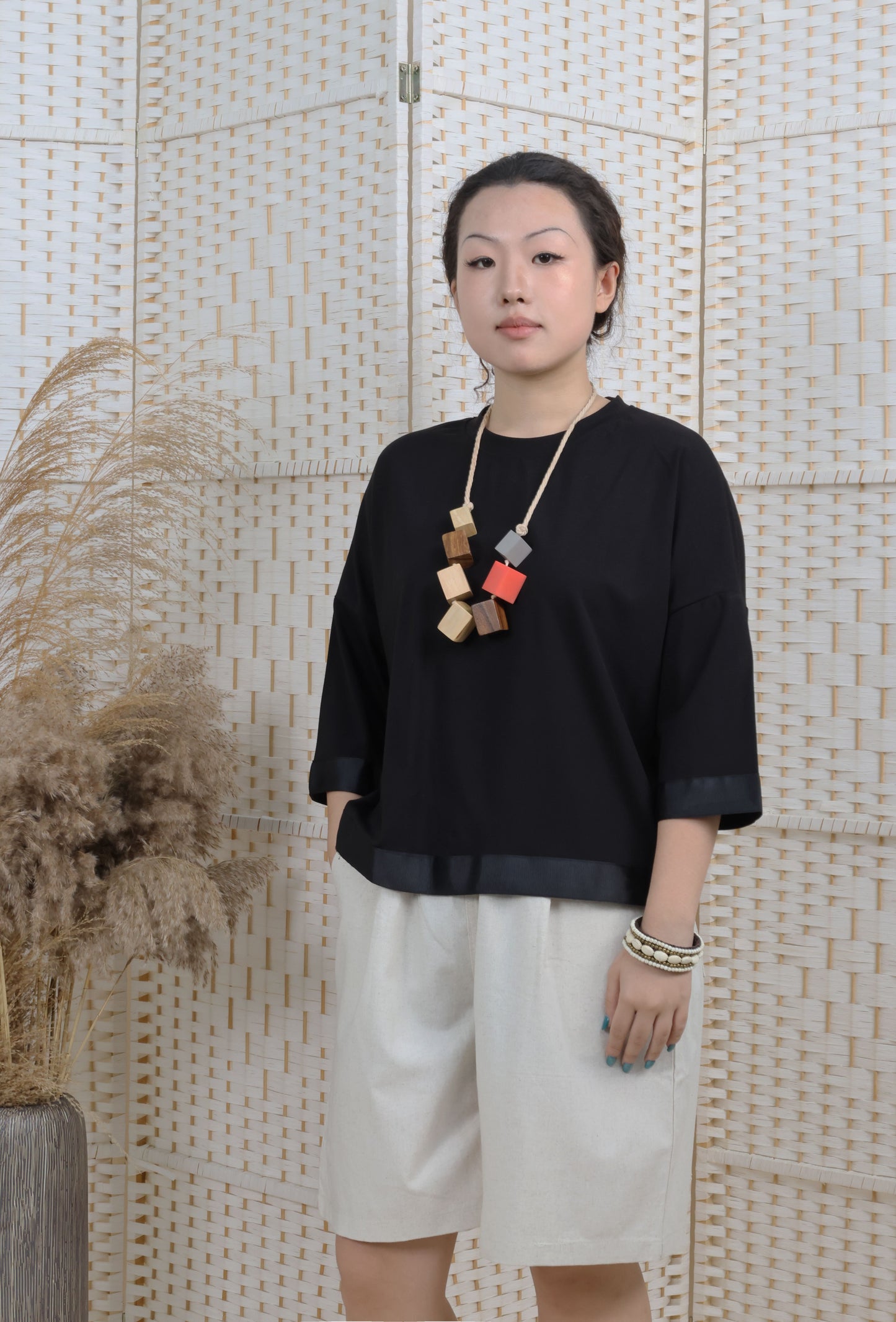 Droppers Shoulder Blouse With Ribbon Trims