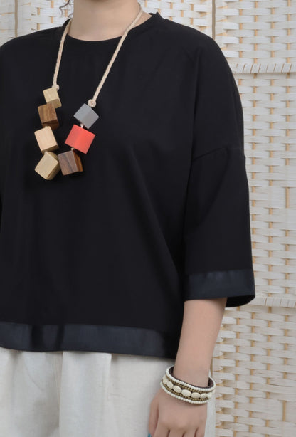 Droppers Shoulder Blouse With Ribbon Trims
