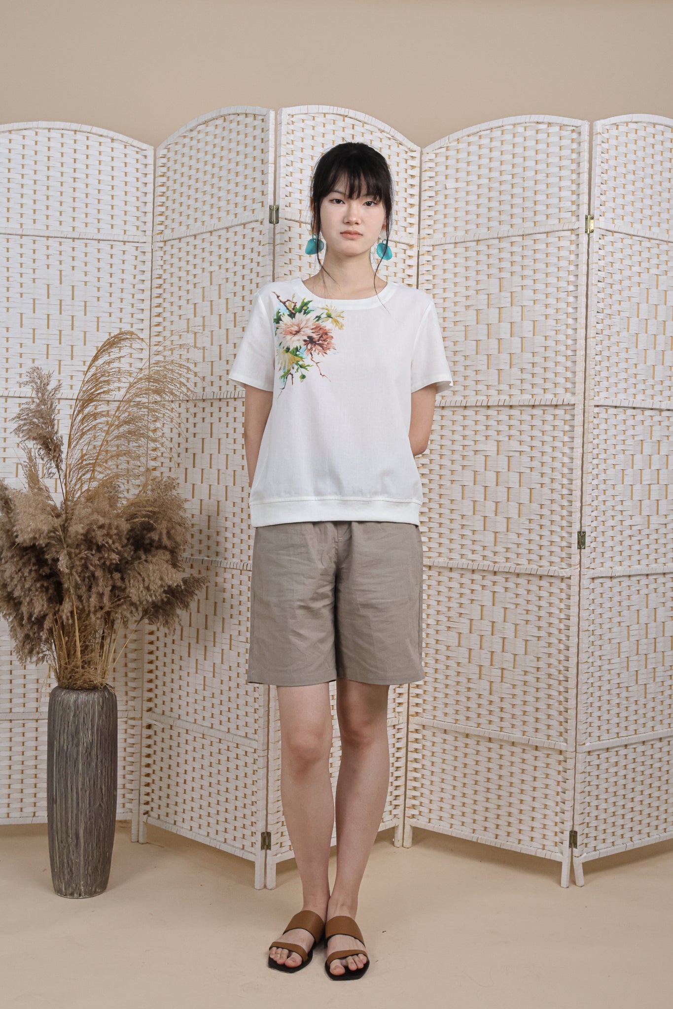 Floral Printed Blouse With Rib Hemline