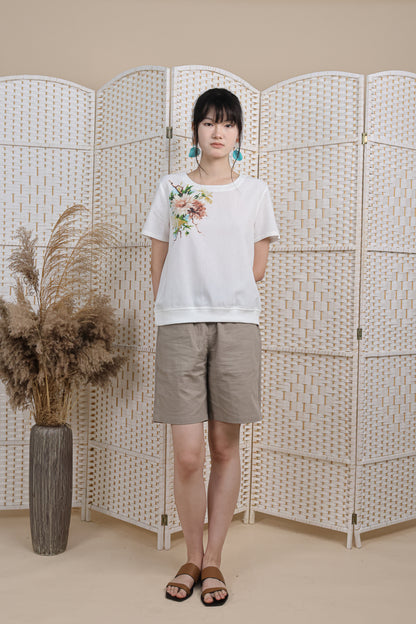 Floral Printed Blouse With Rib Hemline