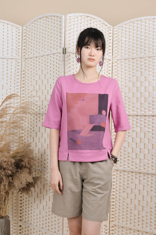 3/4 Sleeves Blouse With Rib