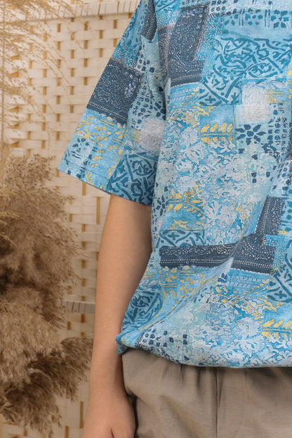 Printed Blouse With Elastic Hem