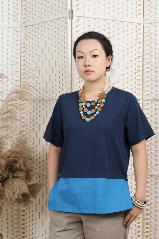 Contrast Fabric Top
