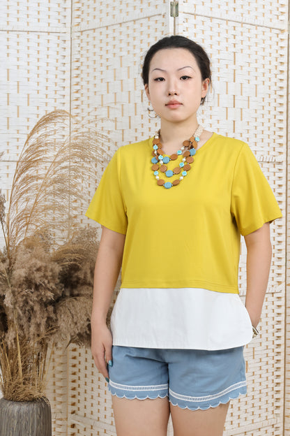 Contrast Fabric Top