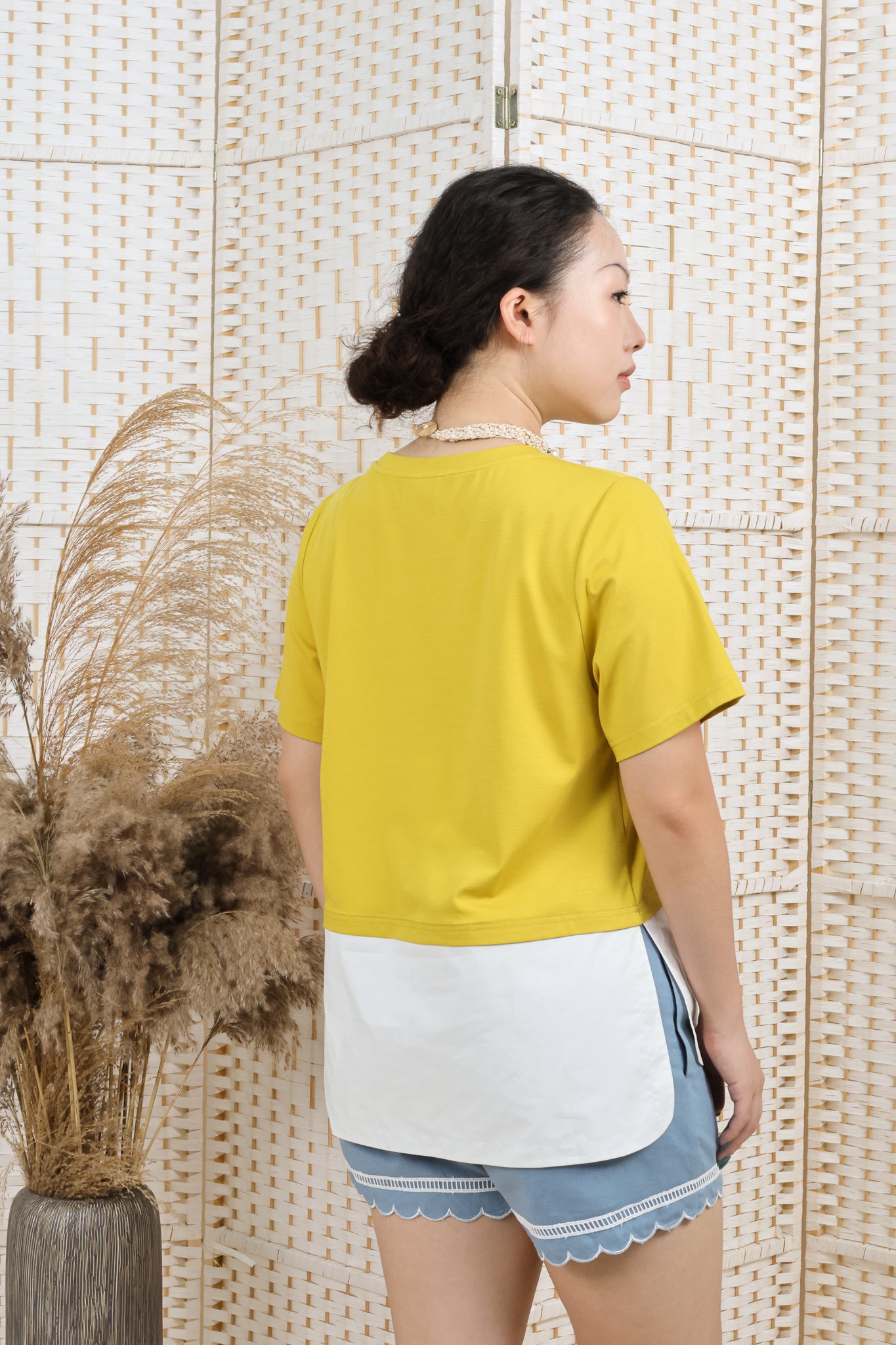 Contrast Fabric Top