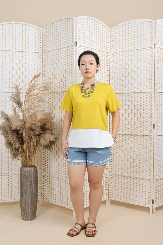 Contrast Fabric Top