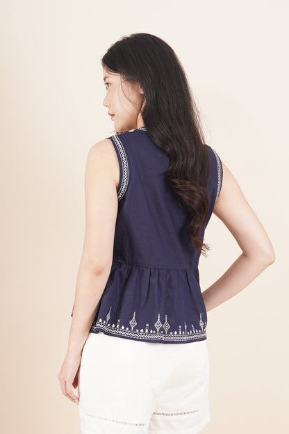 Embroidered Sleeveless Top