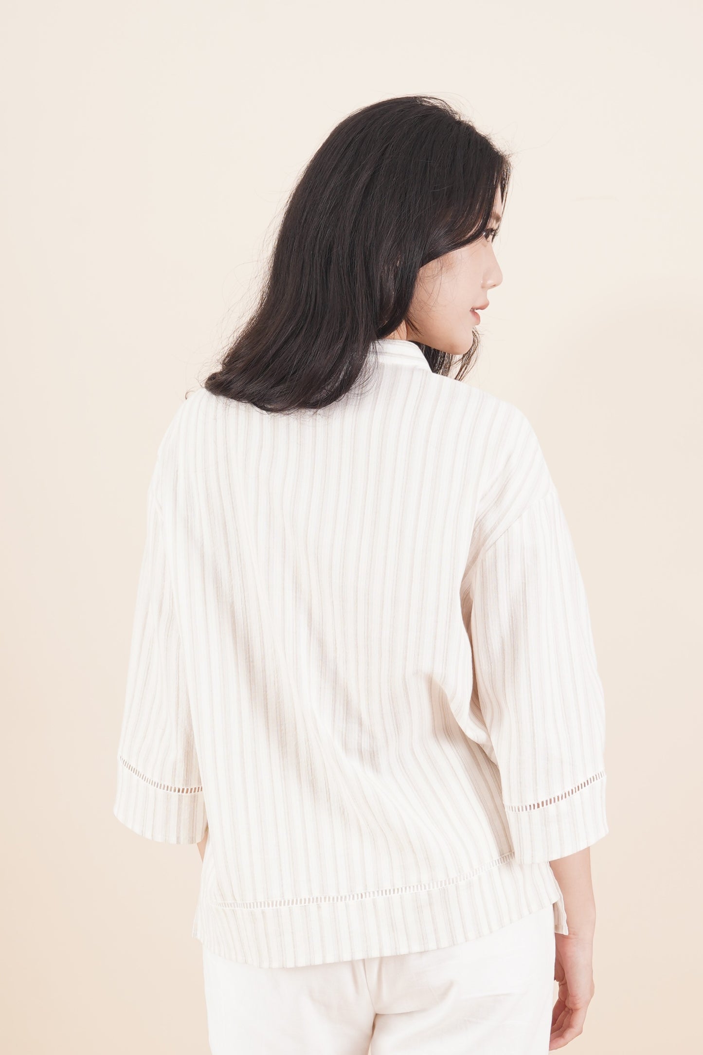 Lace-Inset 3/4 Sleeve Top