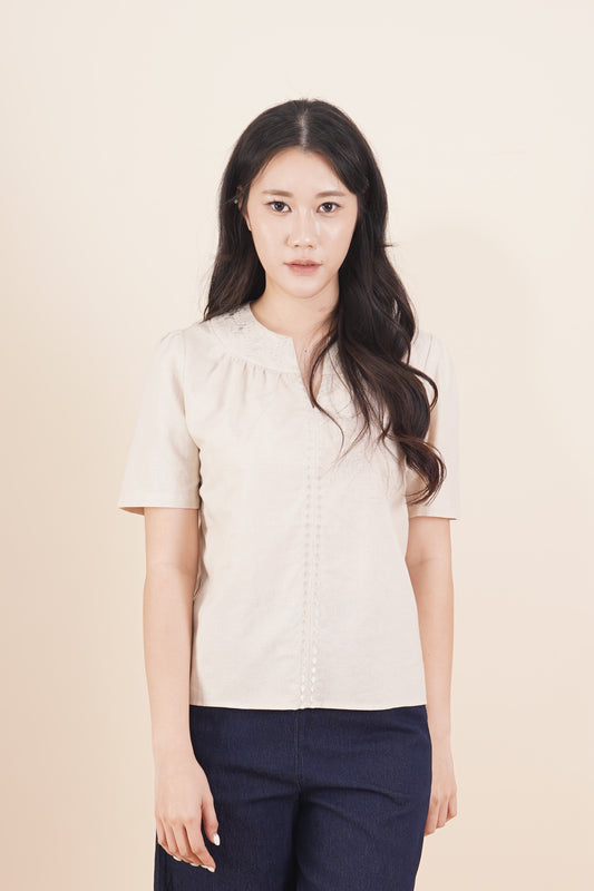 Embroidered Short Sleeve Top