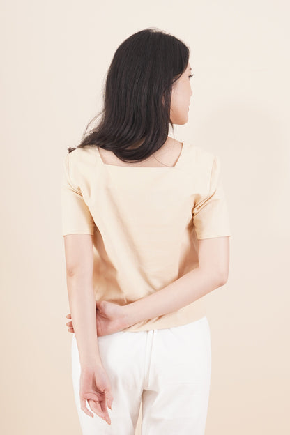 Printed Square Neck Short Sleeve Top