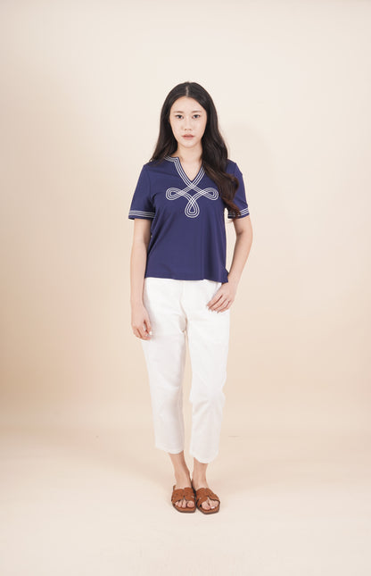 Embroidered Short Sleeve Top